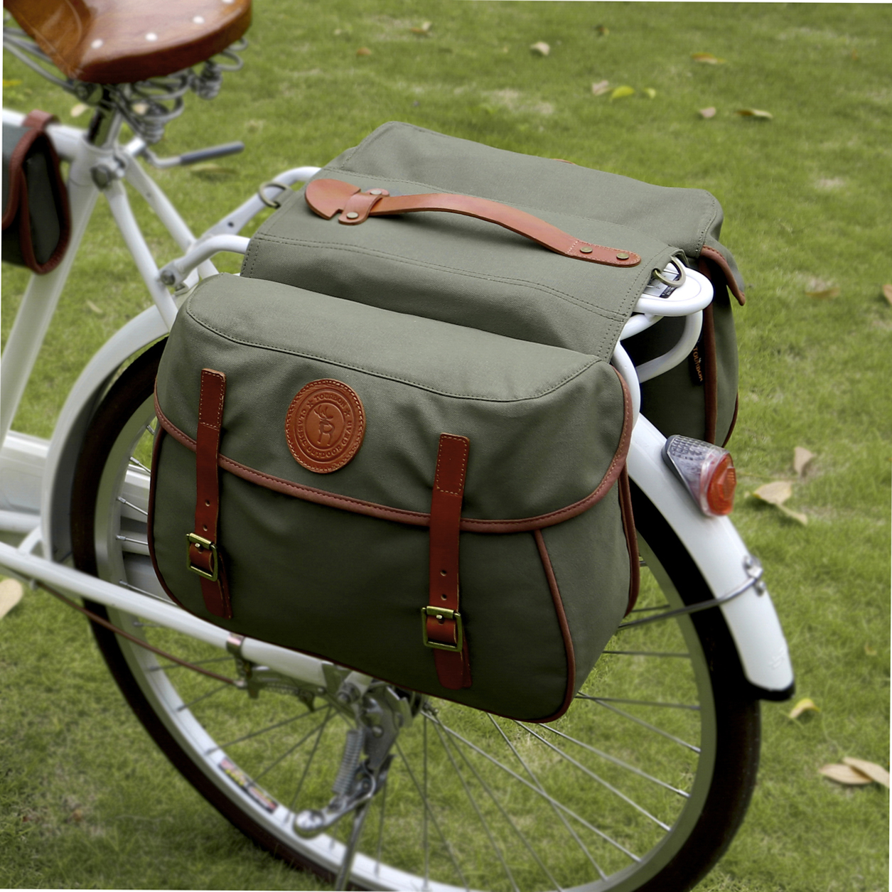 Tourbon Bike Double Panniers Rear Trunk Bag Waterproof Durable Canvas