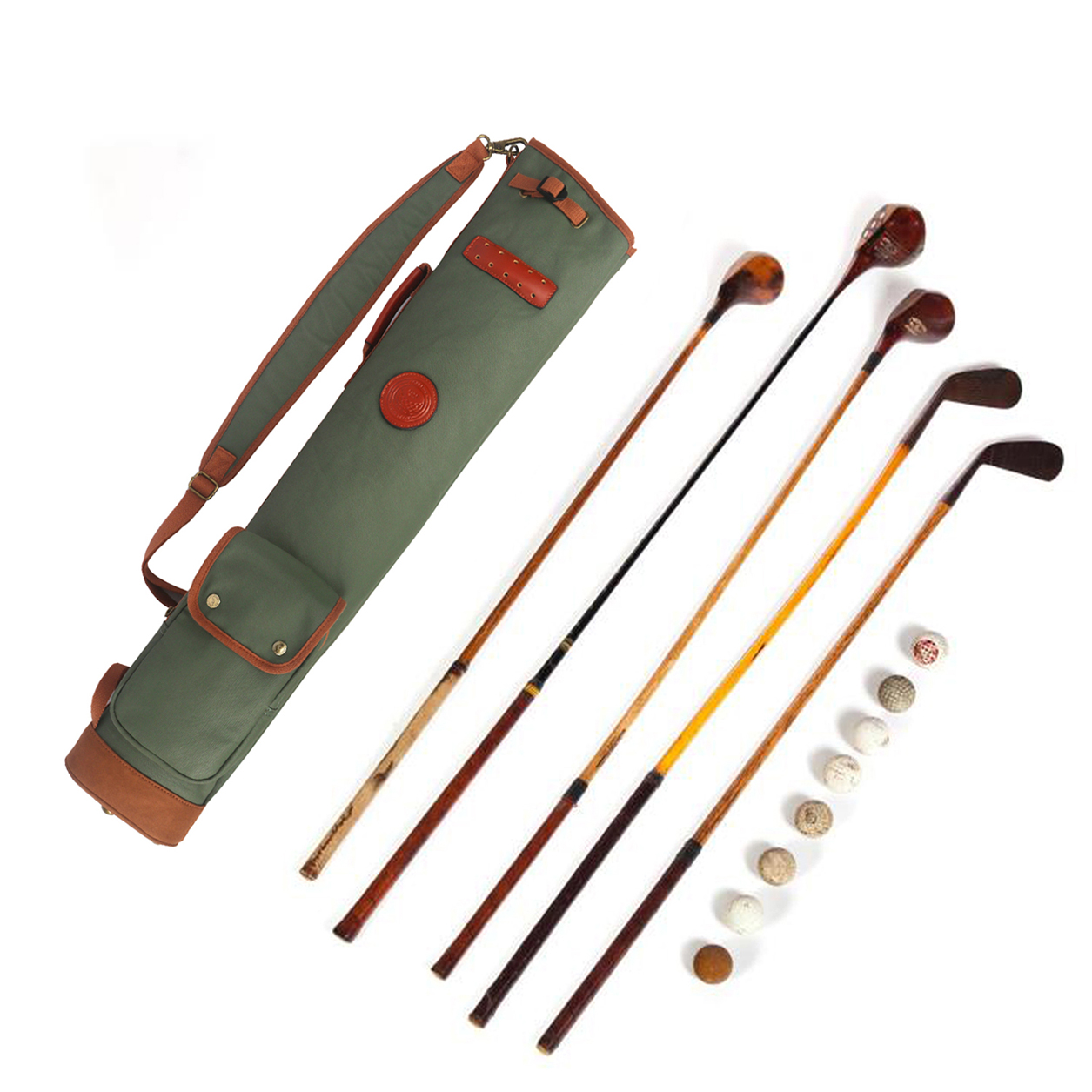 Tourbon Golf Clubs Carry Bag Sunday Case Travel Pack Green Canvas