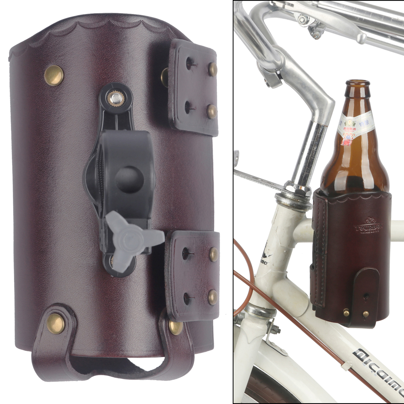 leather bike bottle holder