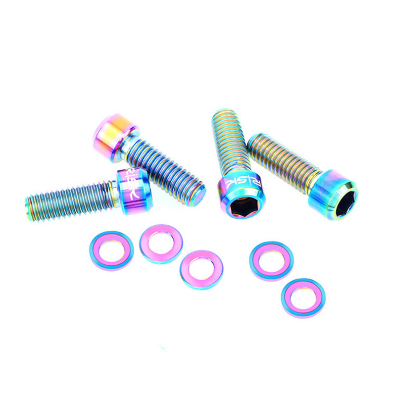 RISK 4pcs M6*18mm Bicycle Hydraulic Brake Bolts Titanium Caliper Bolt Premium