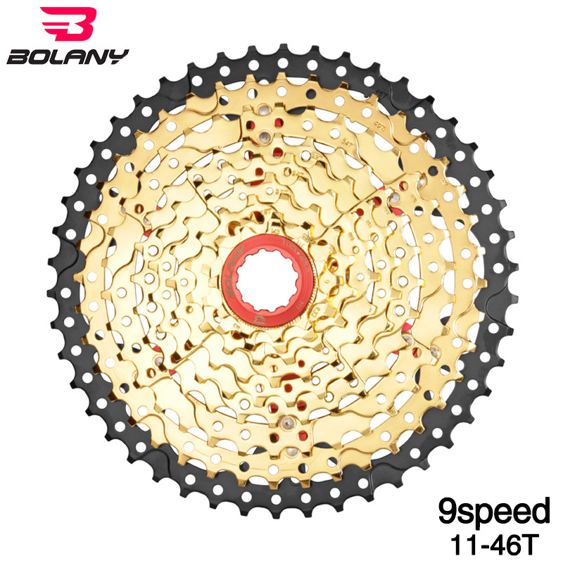 BOLANY Bicycle Cassette 9 Speed 11-46T silver Wide Ratio MTB Cassette Sprockets