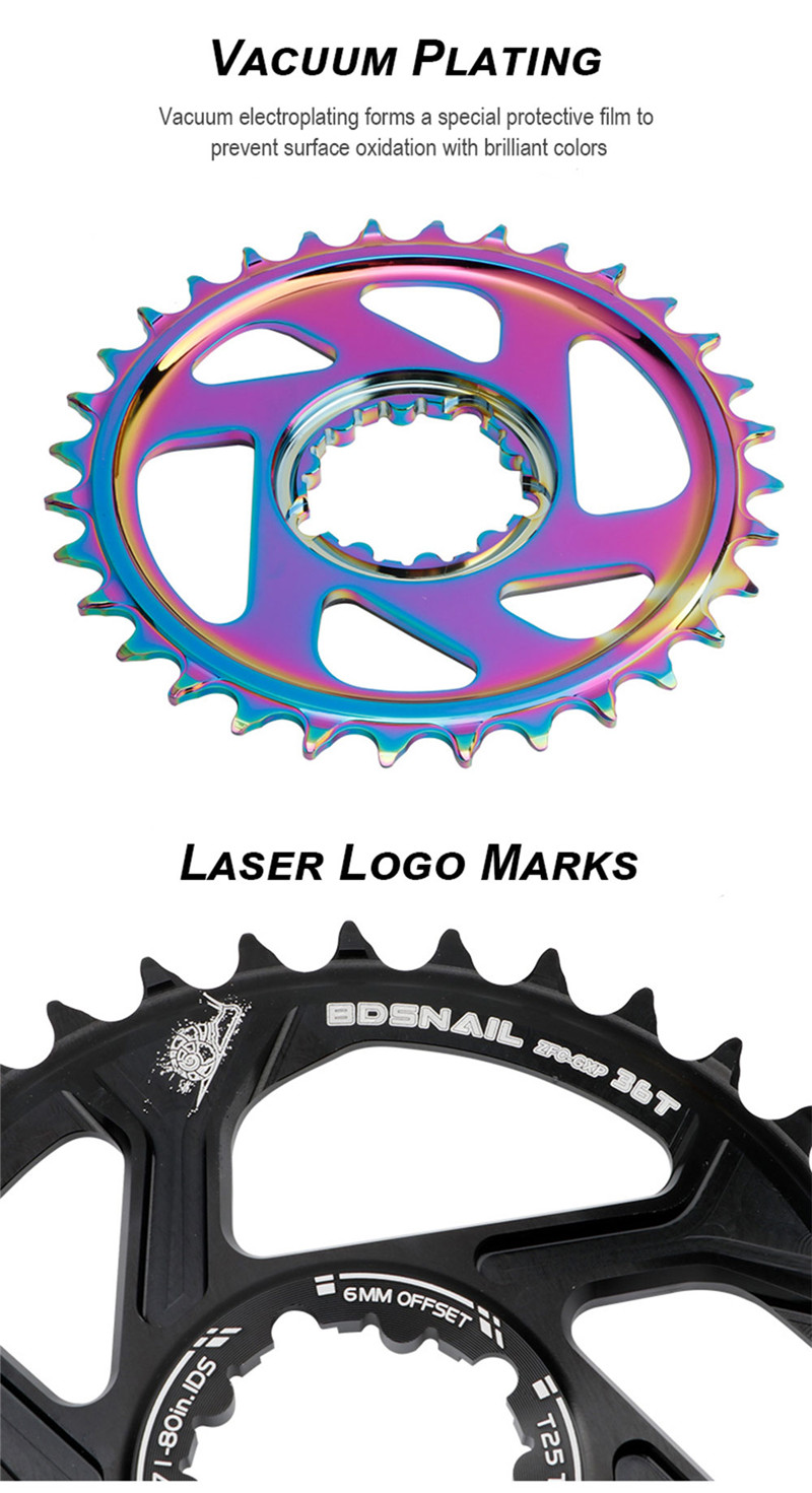 Alloy MTB Mountain Bike Chainring 30//32//34//36//38T 6mm Rainbow-color For SRAM GXP
