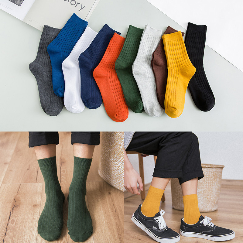 Men Soild Color Soft Cotton Socks Warm Winter Sport Casual Ankle High Work Sock eBay