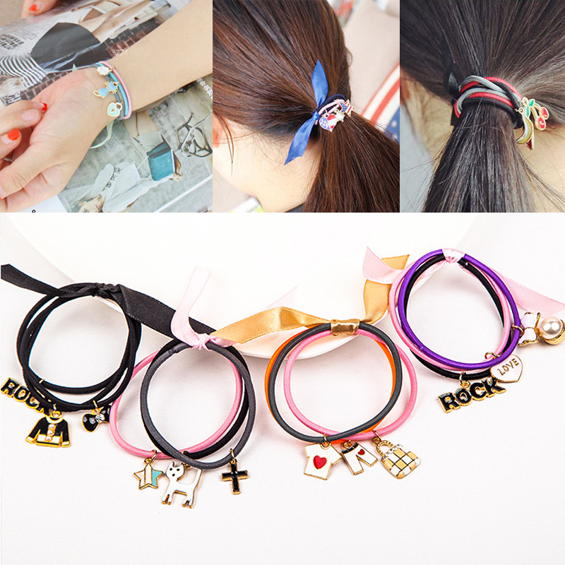 Cartoon Pendant Ponytail Holder Hairband Hair Band Tie Girl Kid Accessories Gift