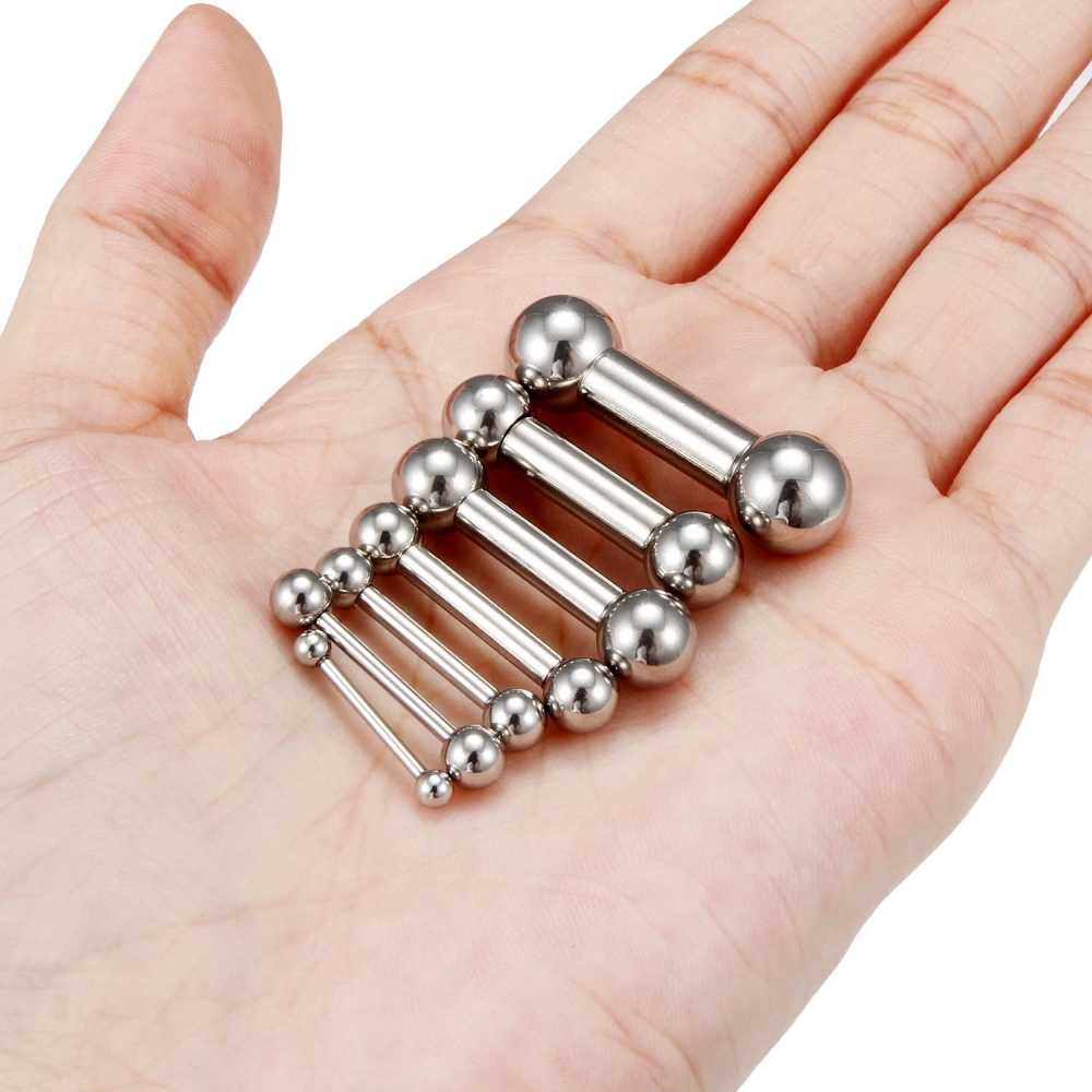 thumbnail image 2 of Nipple Shield Rings Tongue Bars Stainless Steel 14G Straight Barbells Piercing Jewellery 12mm 14mm 16mm 18mm 2 of 12