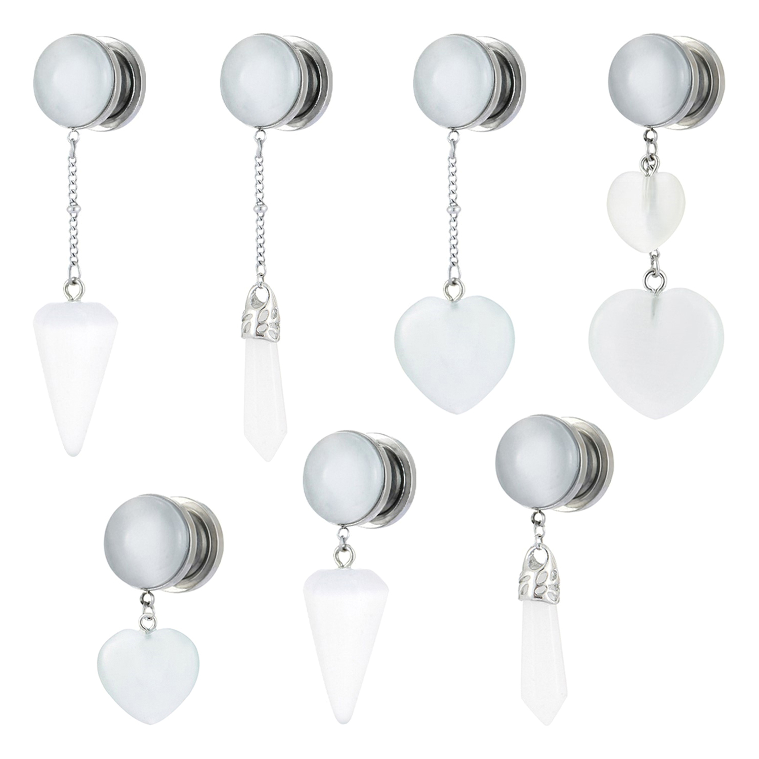 2-Piece 316L Surgical Steel Ear Plug Flesh Tunnel With Dangle Hoop Ring – Screw Fit Expander