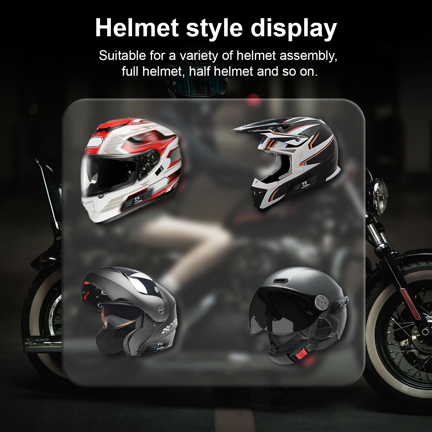 2SET-Interphone F4XT Bluetooth Motorcycle Motorbike Helmet