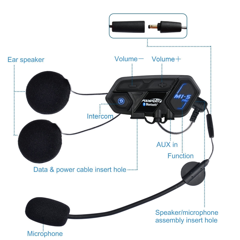 2X M1-S Pro Motorrad Intercom Gegensprechanlage Bluetooth Headset - Foto 4