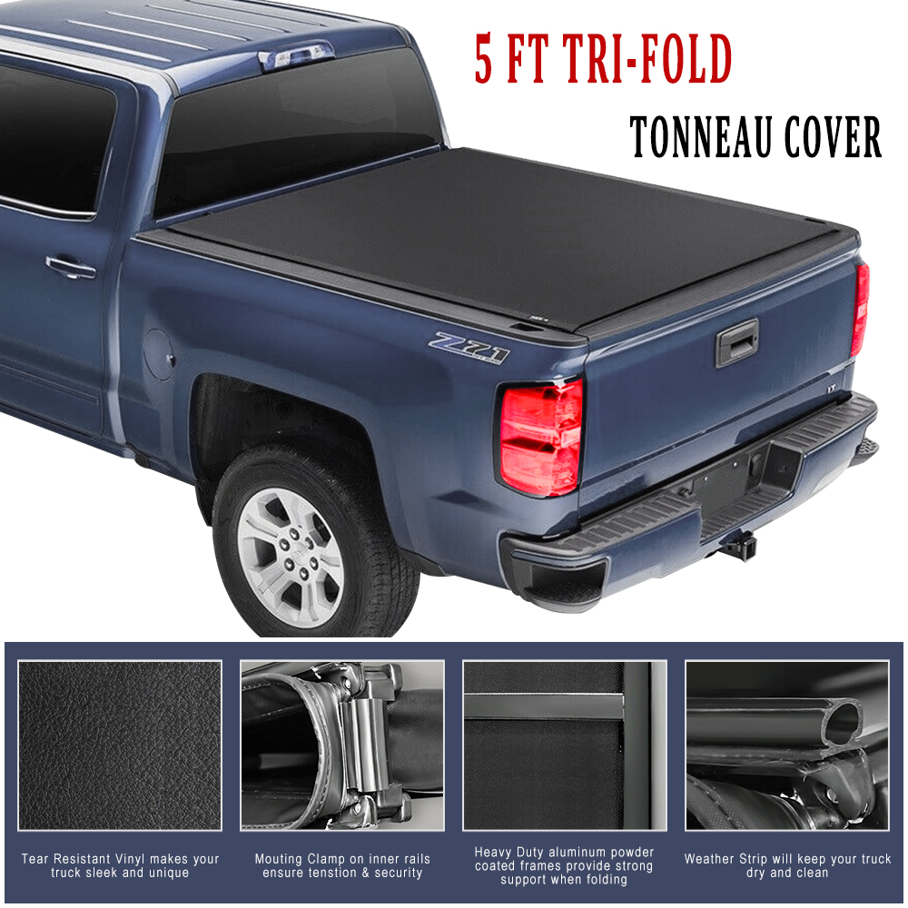 For 2015 2019 Chevy Colorado Gmc Canyon 5 Ft Bed Sb Tri Fold Soft Tonneau Cover