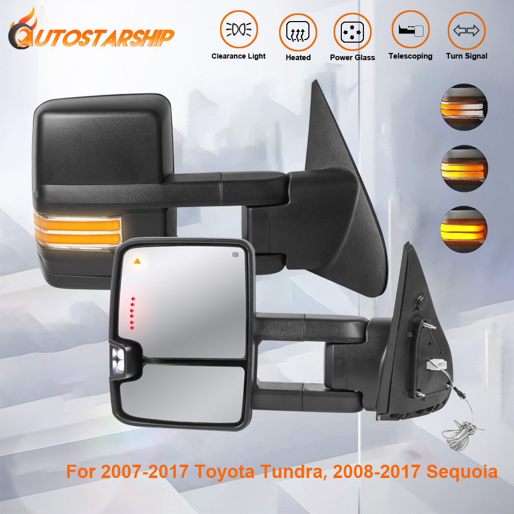 Pair Power Heated Tow Mirrors for 20072017 Toyota Tundra 20082017Sequoia Black eBay