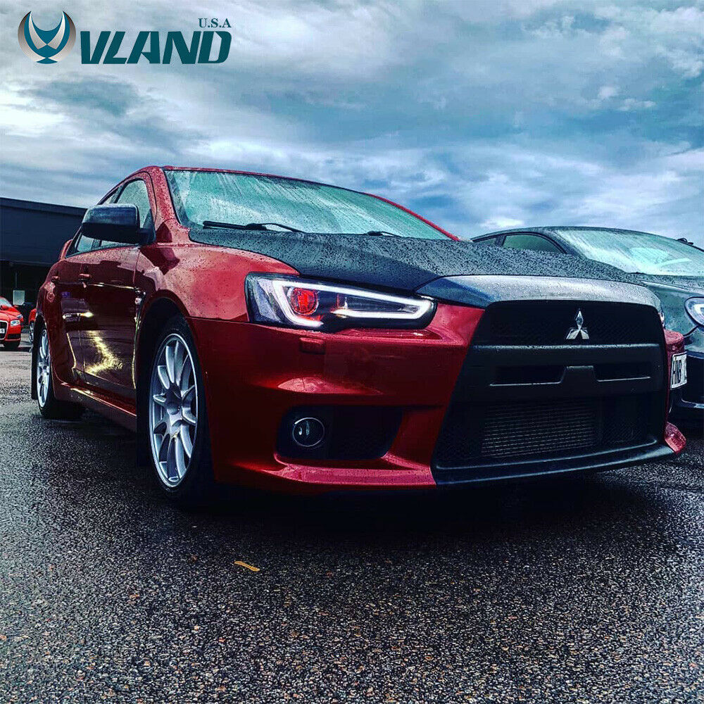 Pair Dual Beam DRL Devil Eyes Halo Projector Headlights For 2008-17 Lancer EVO X Pair Dual Beam DRL Devil Eyes Halo Projector Headlights For 2008-17 Lancer EVO X