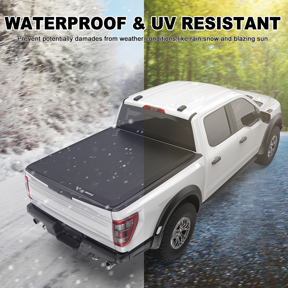 Ultimatcar 5.3ft Soft Roll Up Tonneau Cover For 2005-2012 Dodge Dakota - Matte Black, Marine Grade Vinyl