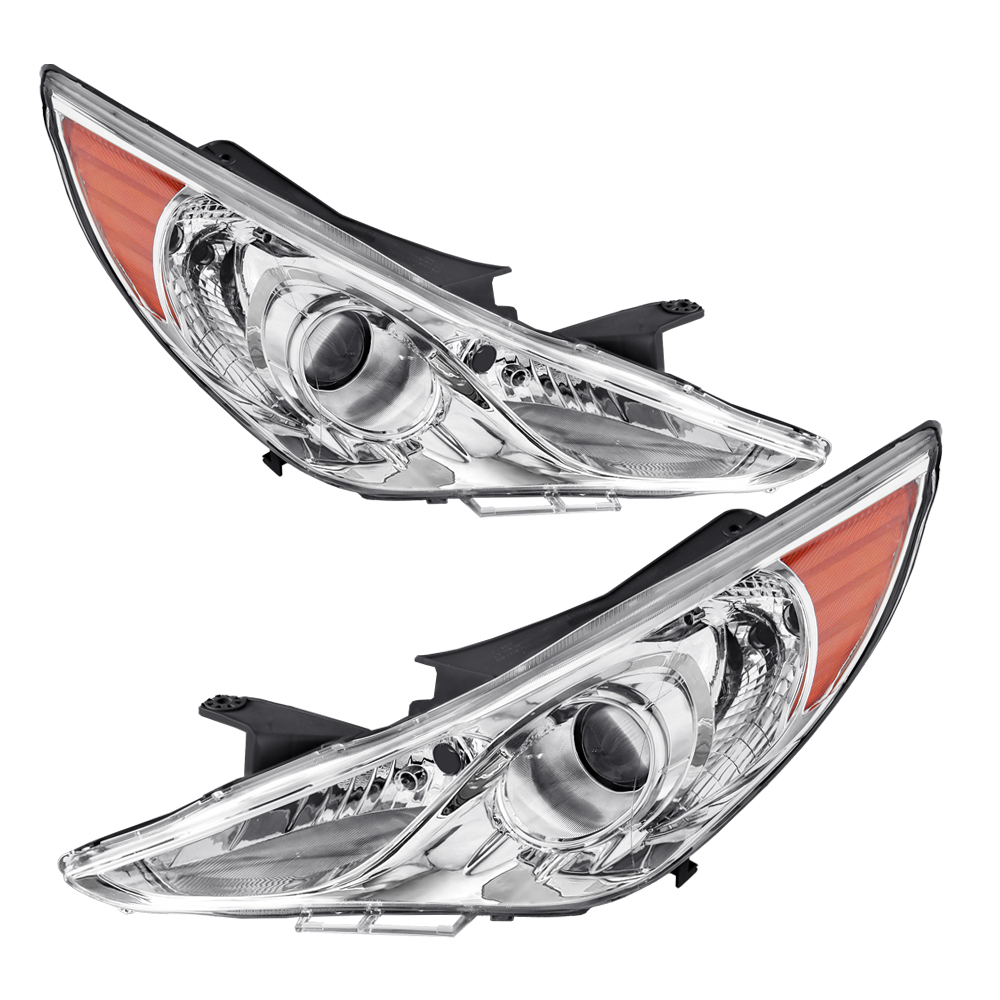 For 2011-2014 Hyundai Sonata Headlights Assembly Chrome Housing Left + Right