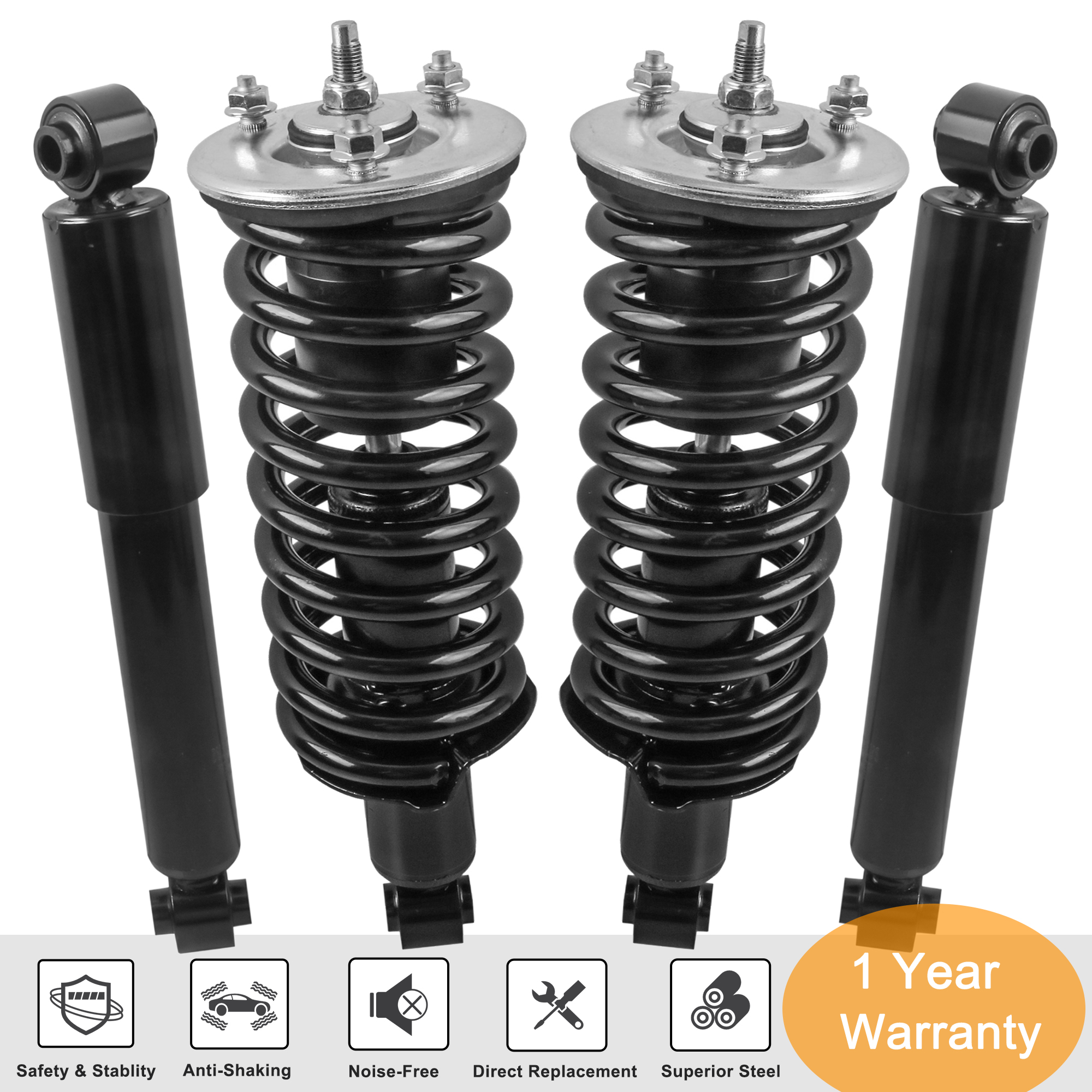 Universeparts 4-Piece Complete Shocks & Struts Kit With Coil Springs For Nissan Pathfinder 2005-2011