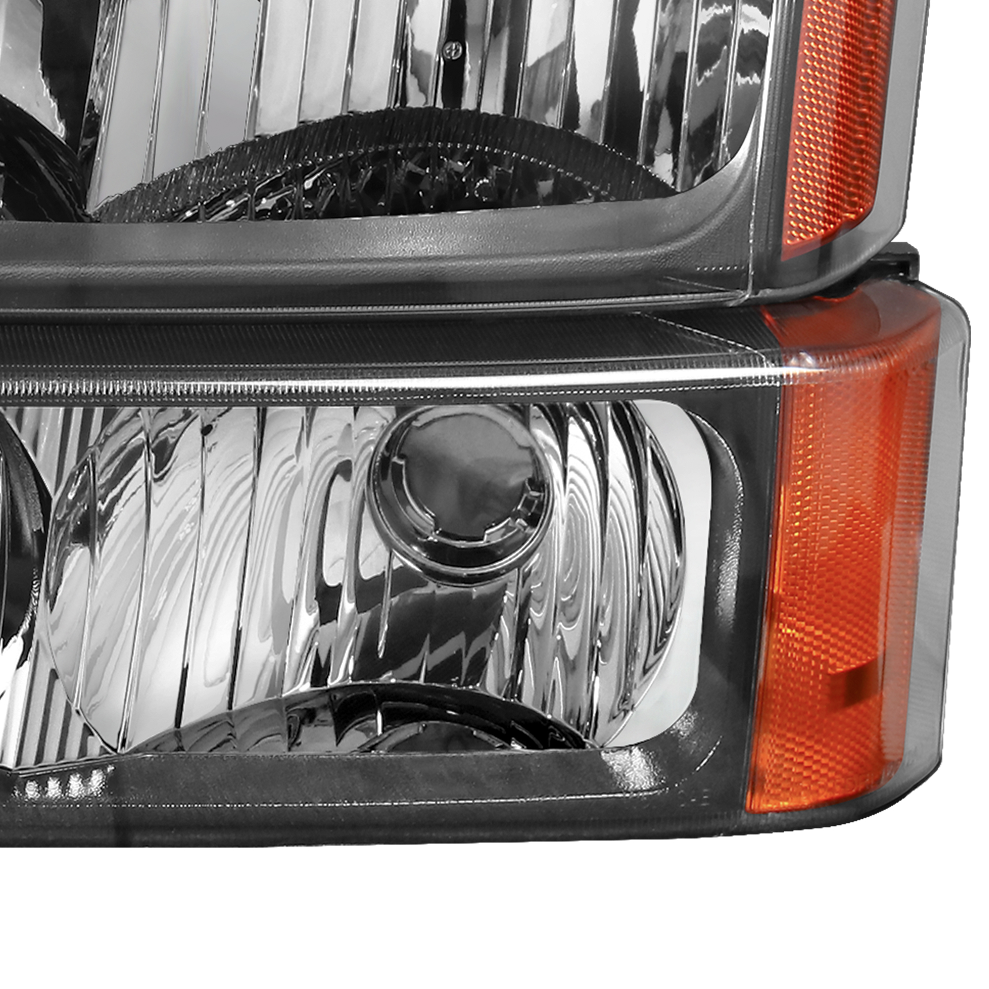 RPD Black Headlight Assemblies + Bumper Lights For Chevy Silverado 1500 2500HD 2003-2006 (GM250222 / GM2503224)