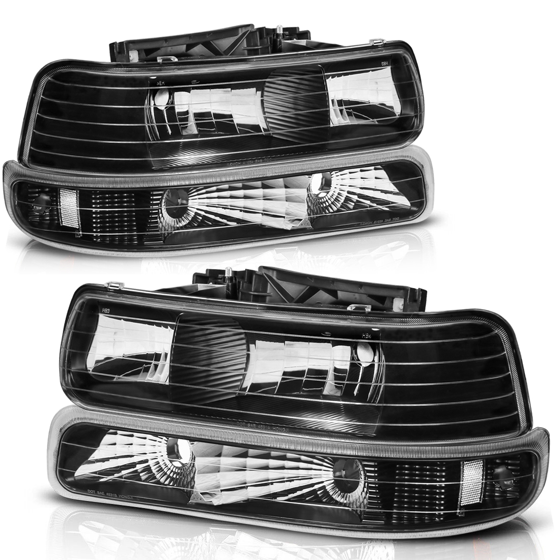 Black Headlights For 1999-2002 Chevy Silverado 2000-2006 Tahoe