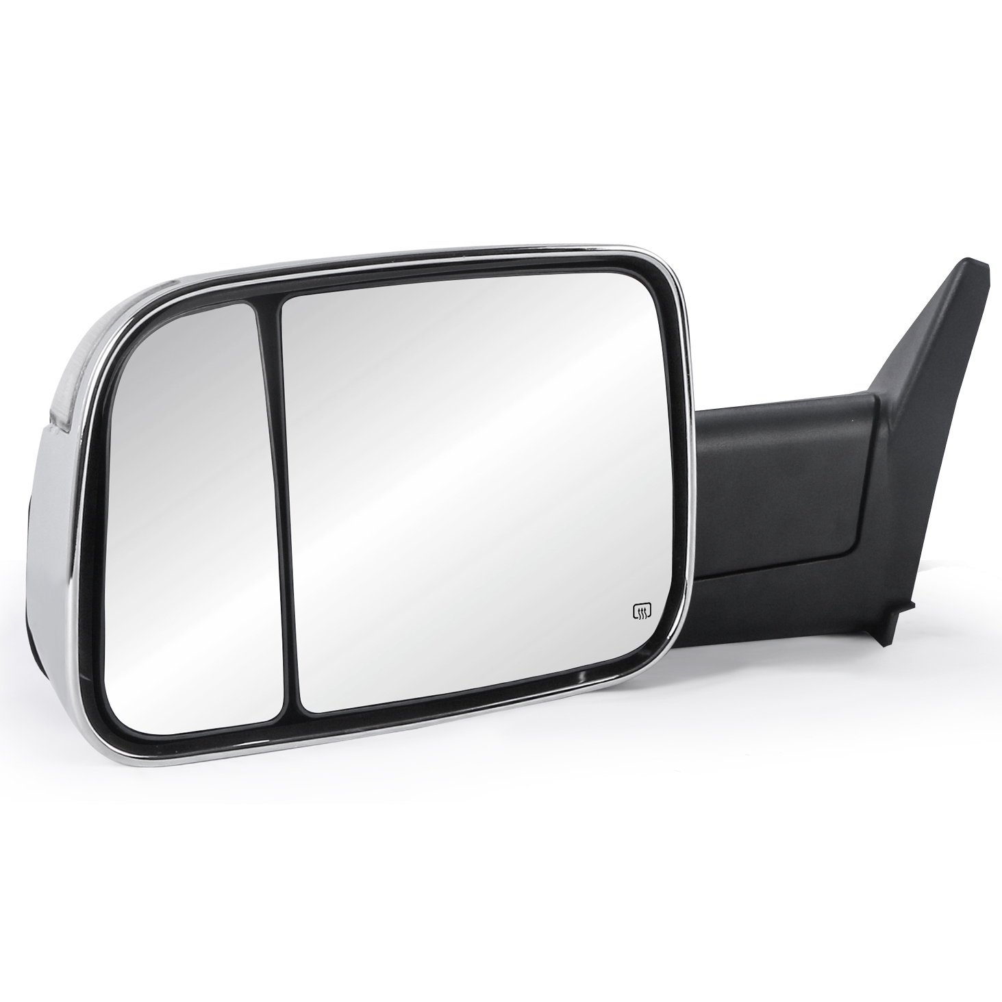 Jmotorparts Power Heated Tow Mirrors – Chrome/Black, LED Turn Signal – Fits Dodge Ram 1500 2500 3500