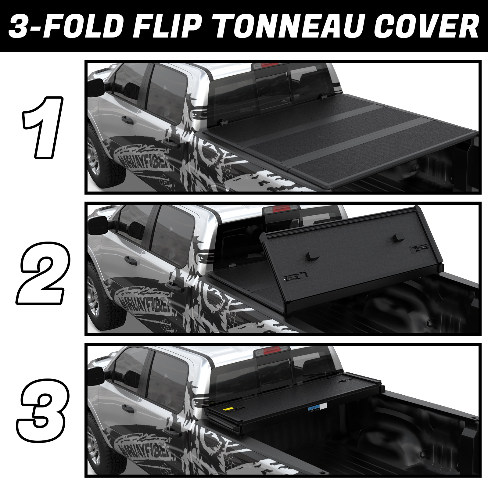 thumbnail image 2 of Soft 4-Fold Waterproof Tonneau Cover For 2015-2022 Ford F-150 6.5ft Bed 2 of 4