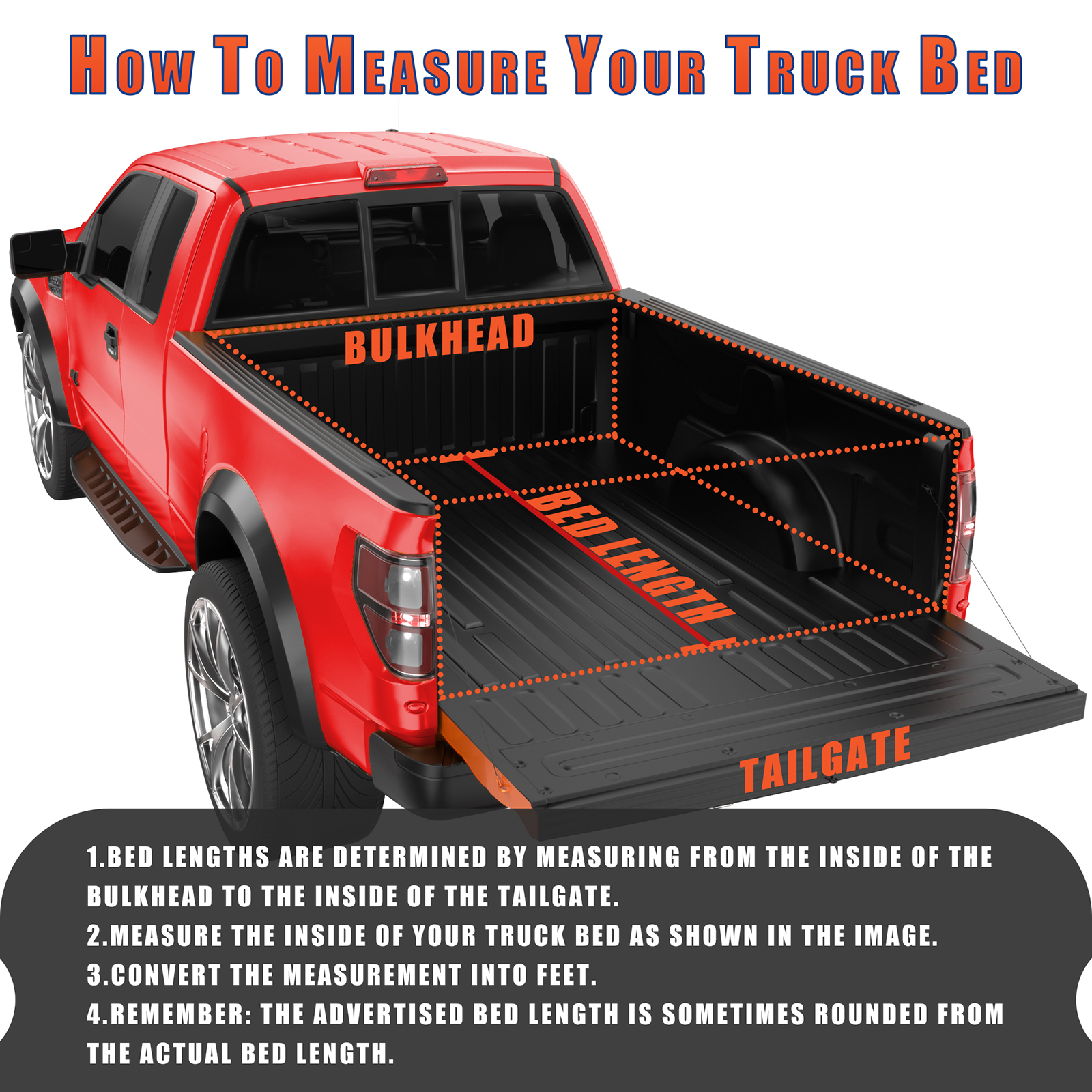 Spec-D Tuning Hard Quad Fold Tonneau Cover Compatible With Chevy