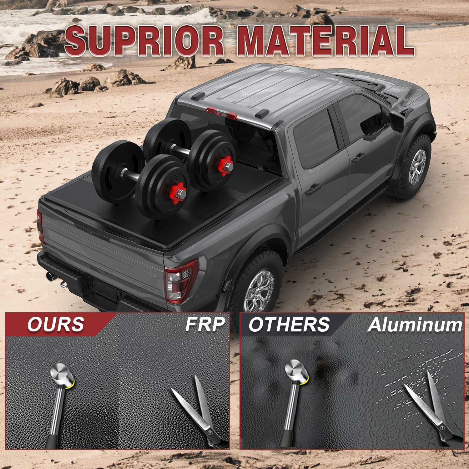 400LB Hard Tri-Fold Tonneau Cover For 2009-2024 Dodge Ram 1500 (5.7/5.8 Ft Bed) 6 thumbnail image