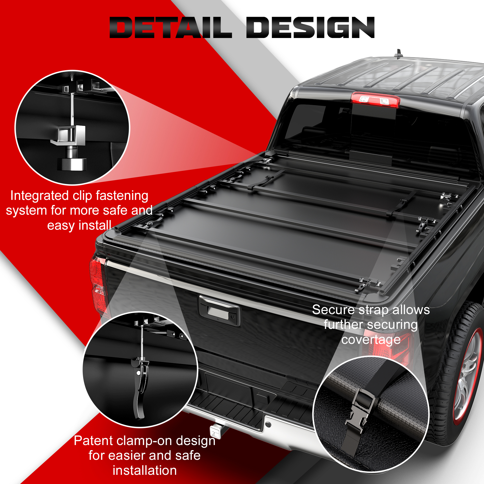 thumbnail image 2 of LONGHONGAUTO Soft Fold Tonneau Cover For 2004-2008 Ford F-150 & 2005-2008 Lincoln Mark LT – 5.5ft Bed, No-Drill Clamps 2 of 3