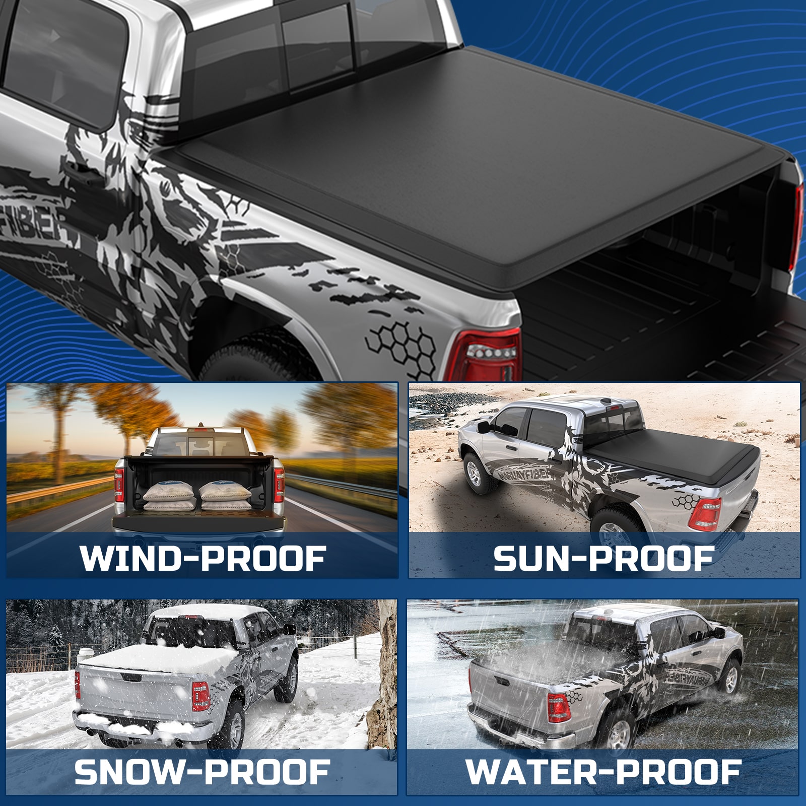 4-Fold Soft Tonneau Cover For 2014-2024 Toyota Tundra 5.5FT Bed - Black, Waterproof 7 thumbnail image