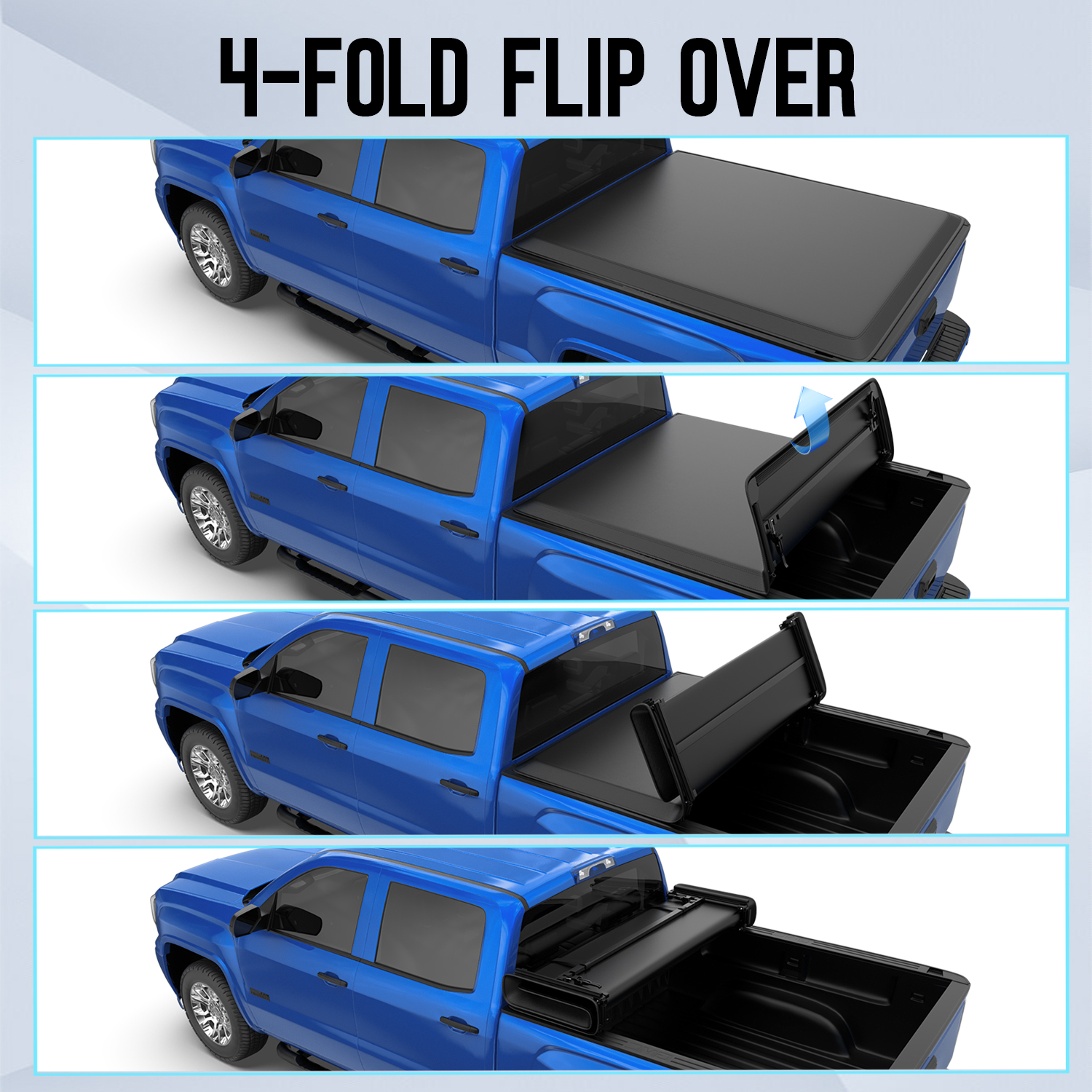 Spec-D Tuning Hard Quad Fold Tonneau Cover Compatible With Chevy