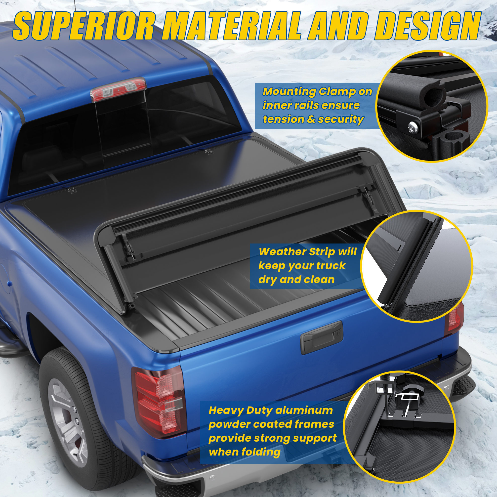 LONGHONGAUTO Soft Fold Tonneau Cover For 2004-2008 Ford F-150 & 2005-2008 Lincoln Mark LT – 5.5ft Bed, No-Drill Clamps
