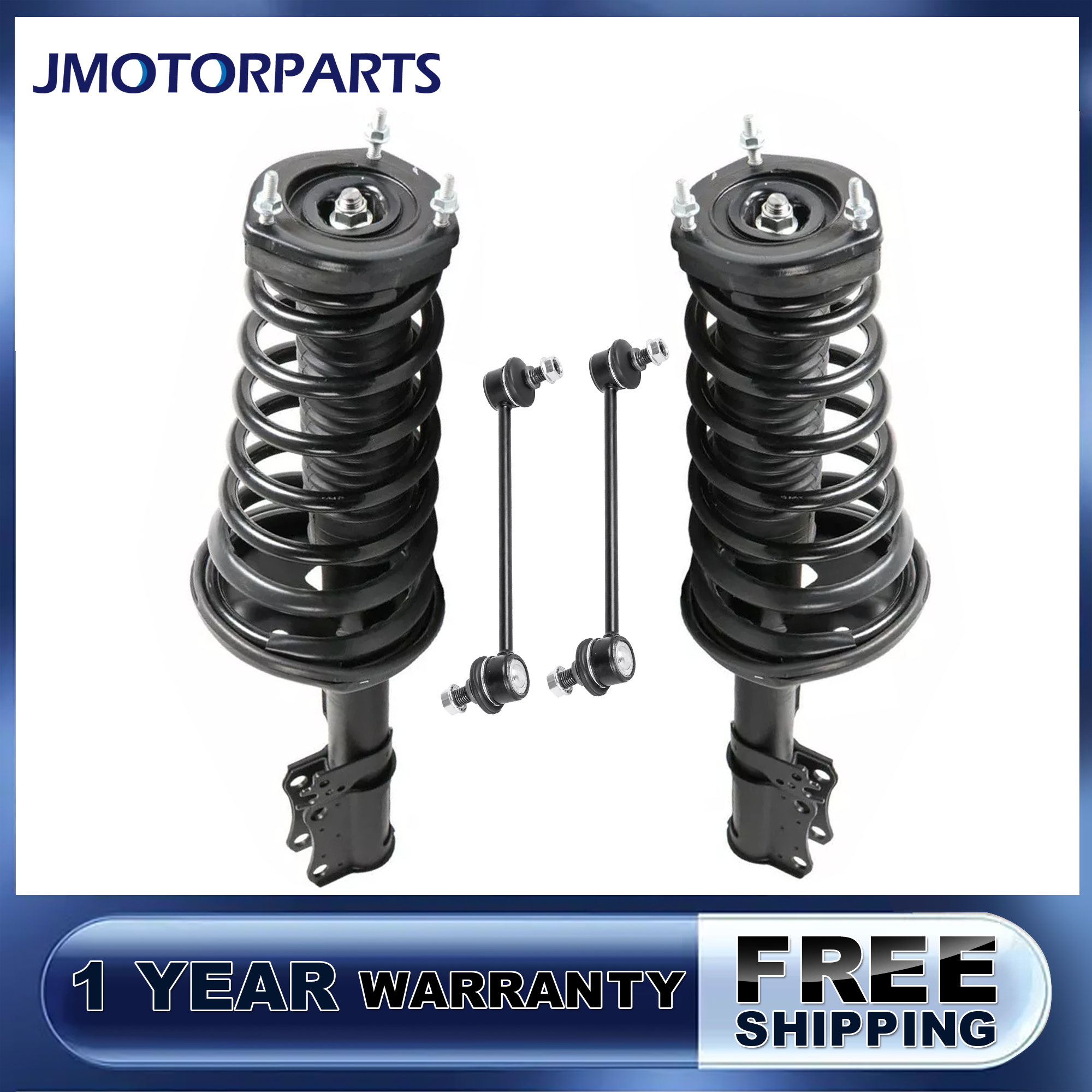 Front Strut & Spring Assembly + Sway Bar Links For 1997-2001 Toyota Camry 2.2L – OELINE (Pair)