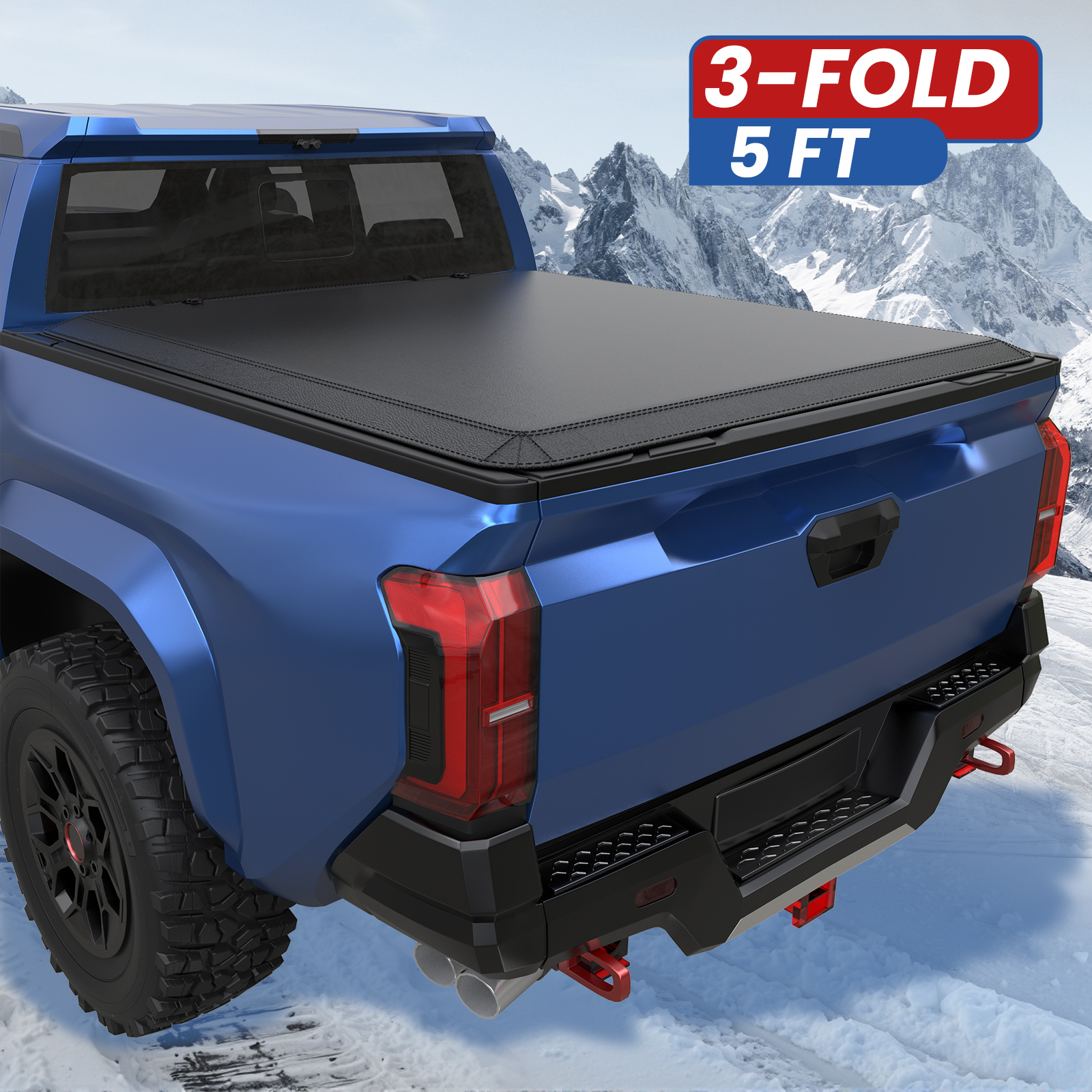 ACP Soft Tri-Fold Tonneau Cover For 2005-2015 Toyota Tacoma 5Ft Bed – Waterproof (EV-2161BK)