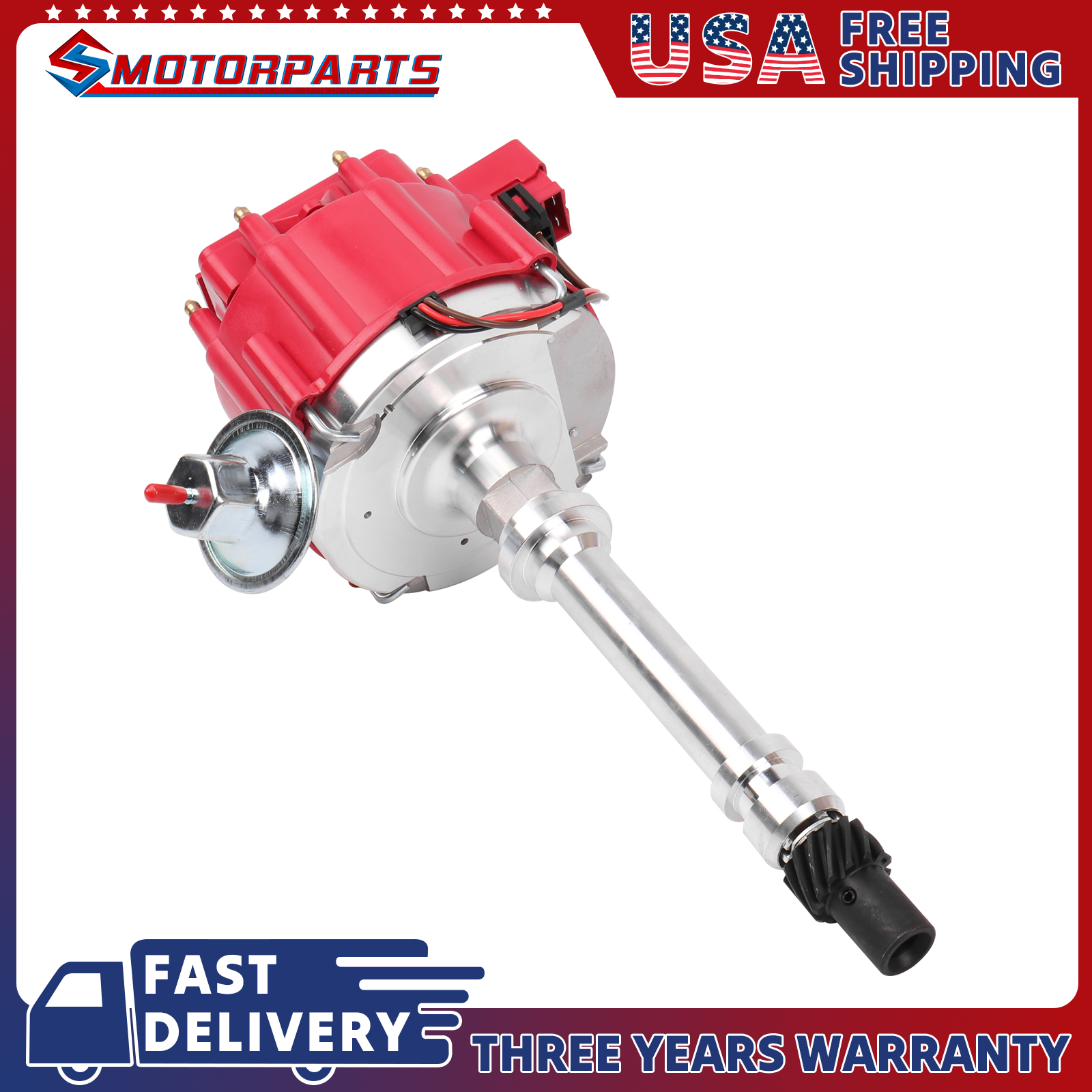 thumbnail image 2 of PINO Red Ignition Distributor – HEI Chevy SBC BBC 350 454 – 65k Volt 9000RPM 2 of 5