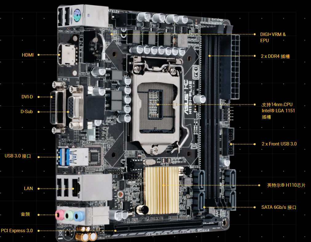 For Asus H110I-PLUS Motherboard Master Series Mini-ITX