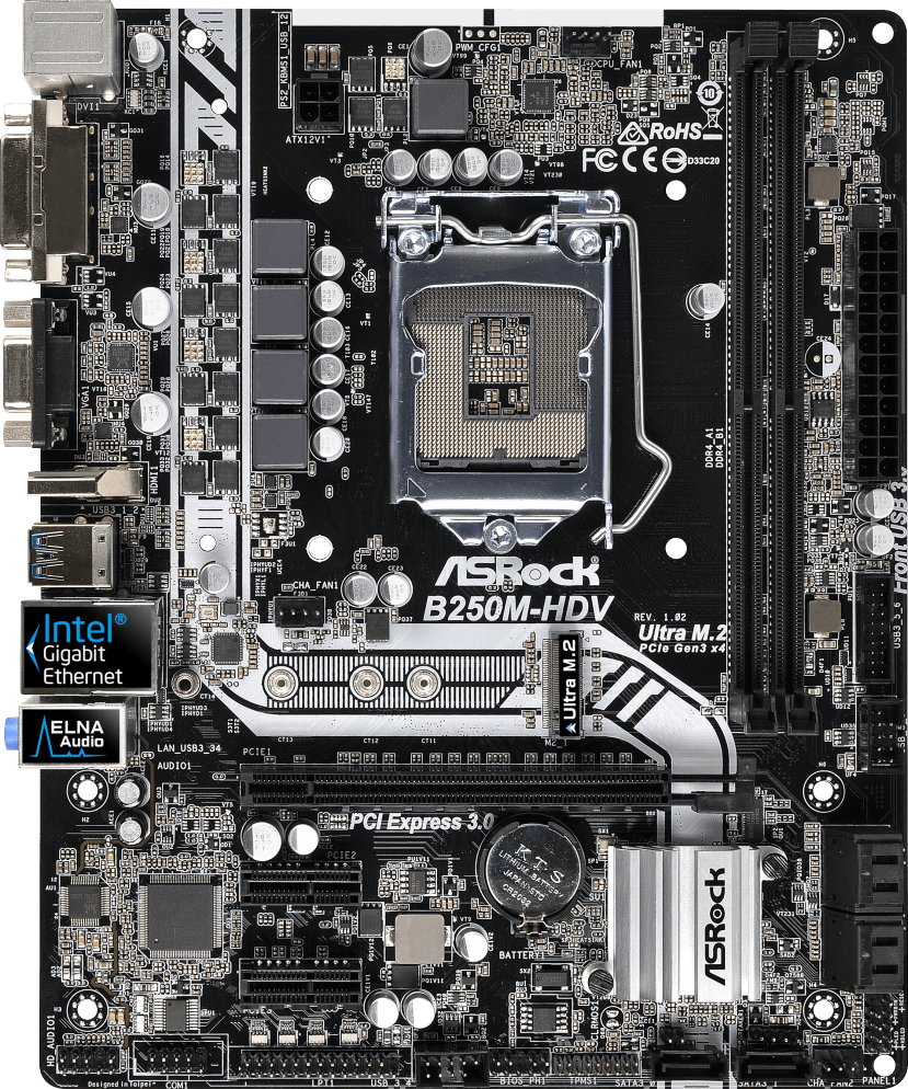 マザーボード ASRook b250M-HDV 100% Tested FOR Asrock B250M-HDV Motherboard Supports G4560