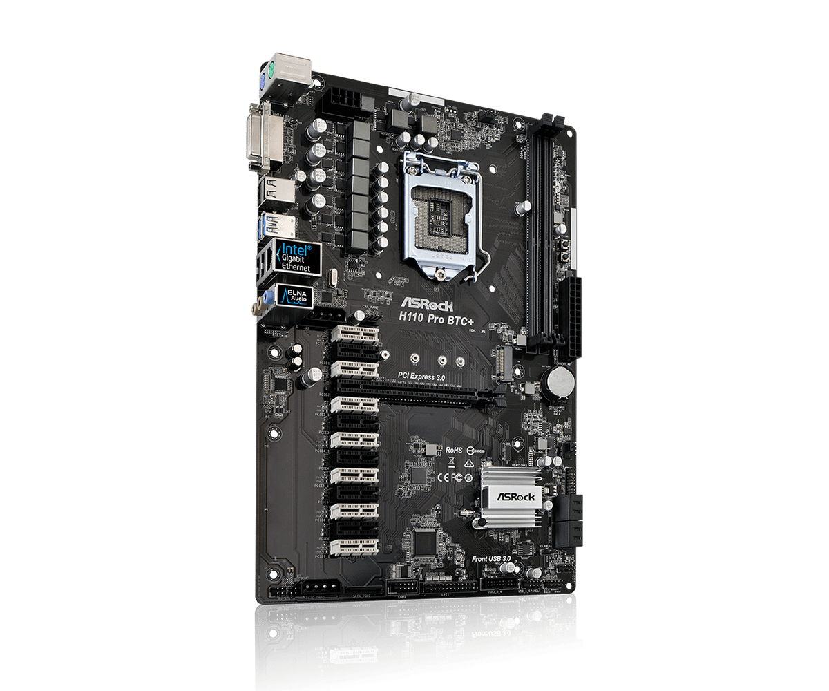 CPU OS付マイニング H110 PRO BTC＋ ASRock ASRock H110 Pro BTC+ 13GPU Mining Motherboard Cryptocurrency