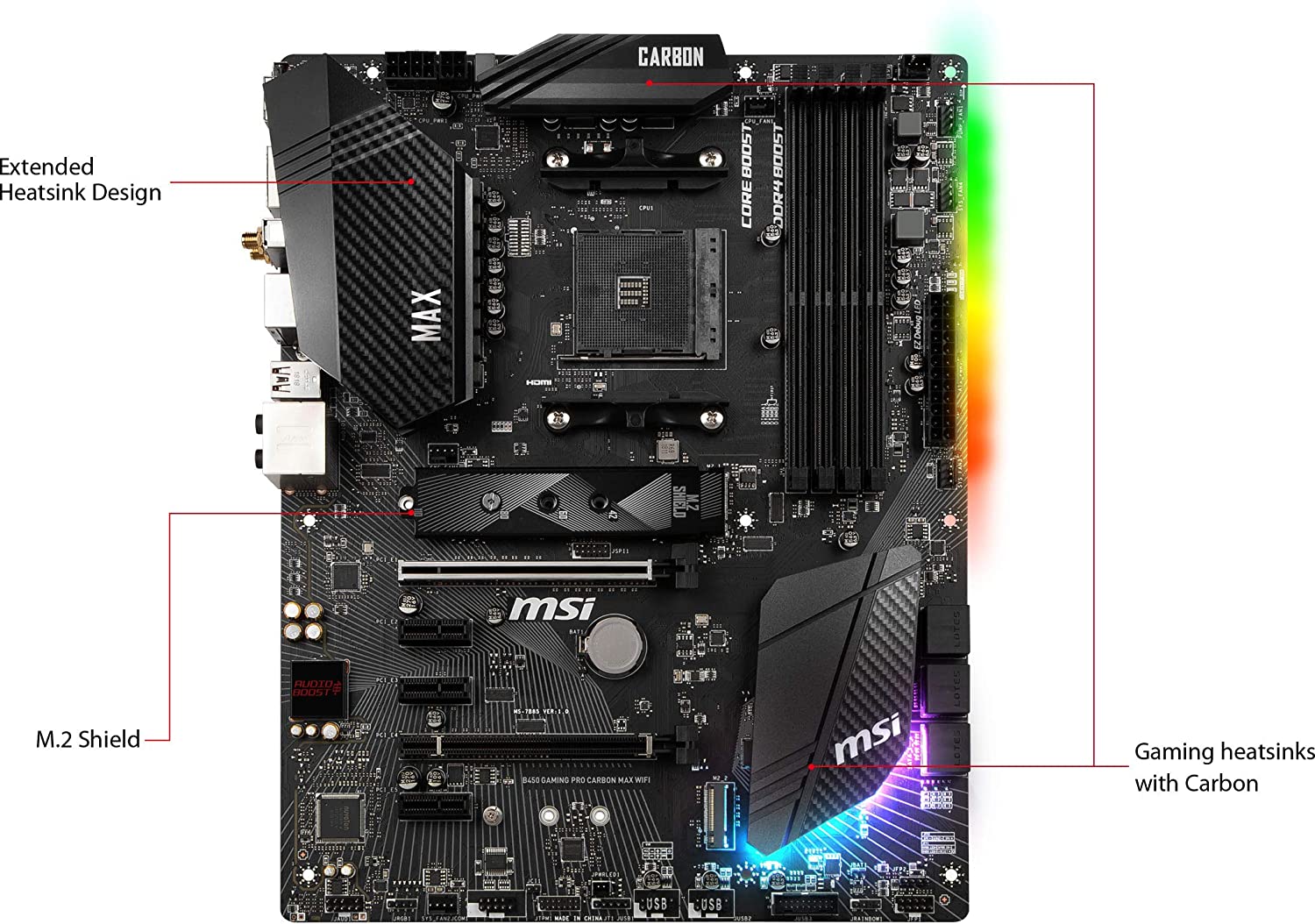 FOR MSI B450 GAMING PRO CARBON MAX WIFI Motherboard Supports 3700X