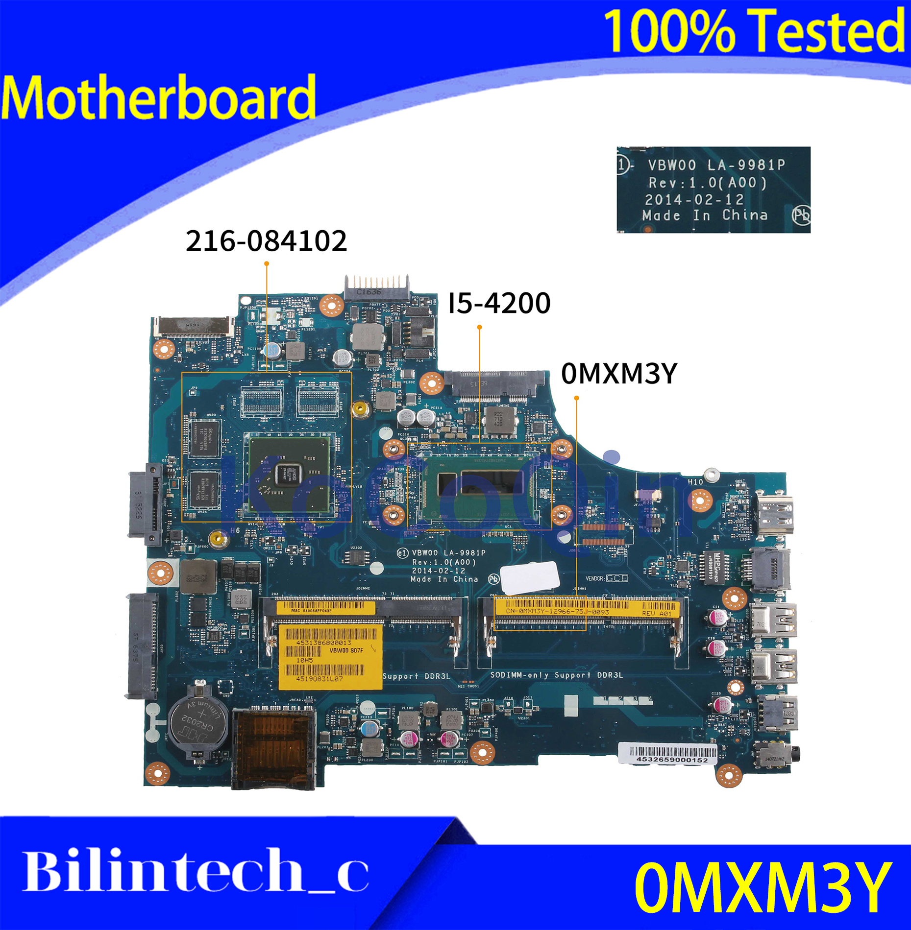 Dell inspiron 15r 5537 ストレージ抜き中古 FOR DELL Inspiron 15R 5537 3537 Motherboard 0MXM3Y LA-9981P SR170