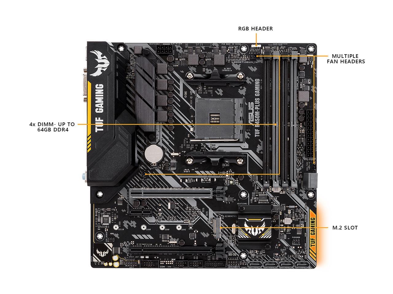 FOR ASUS TUF B450M-Plus Gaming Motherboard Support 3700X 3600X