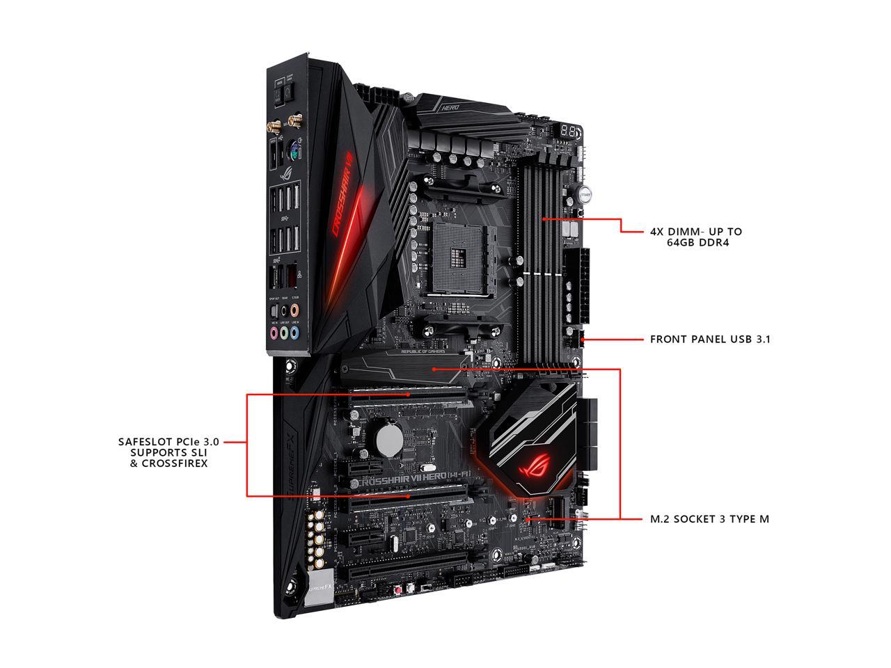 FOR ASUS ROG Crosshair VII Hero (Wi-Fi) Motherboard Supports X470