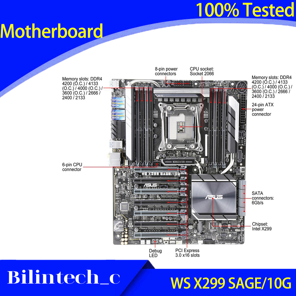 FOR ASUS WS X299 SAGE/10G Workstation Motherboard Supports Dual M