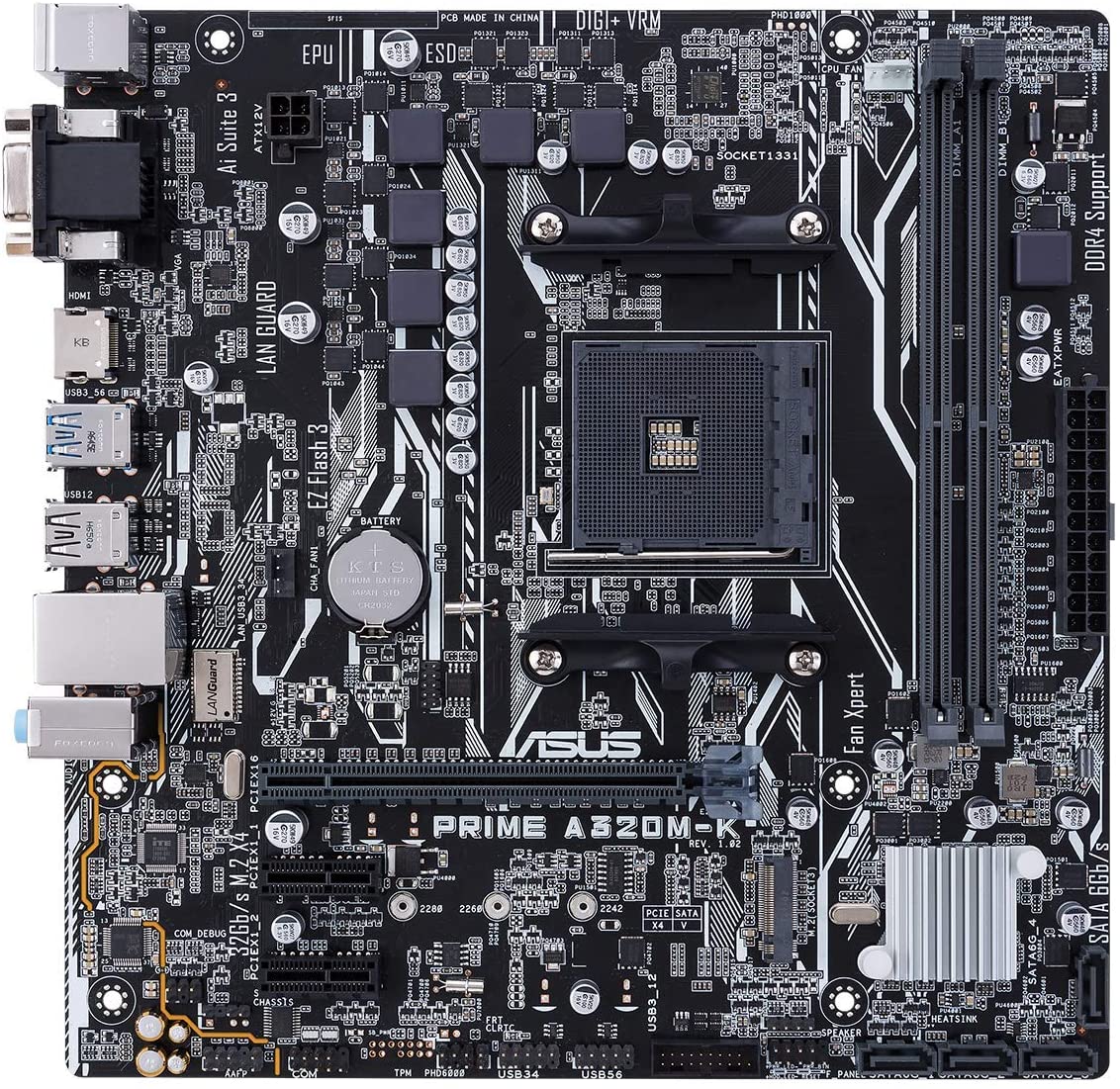 For ASUS PRIME A320M-K Socket AM4 DDR4 VGA+ PCI-E 3.0 1×M.2