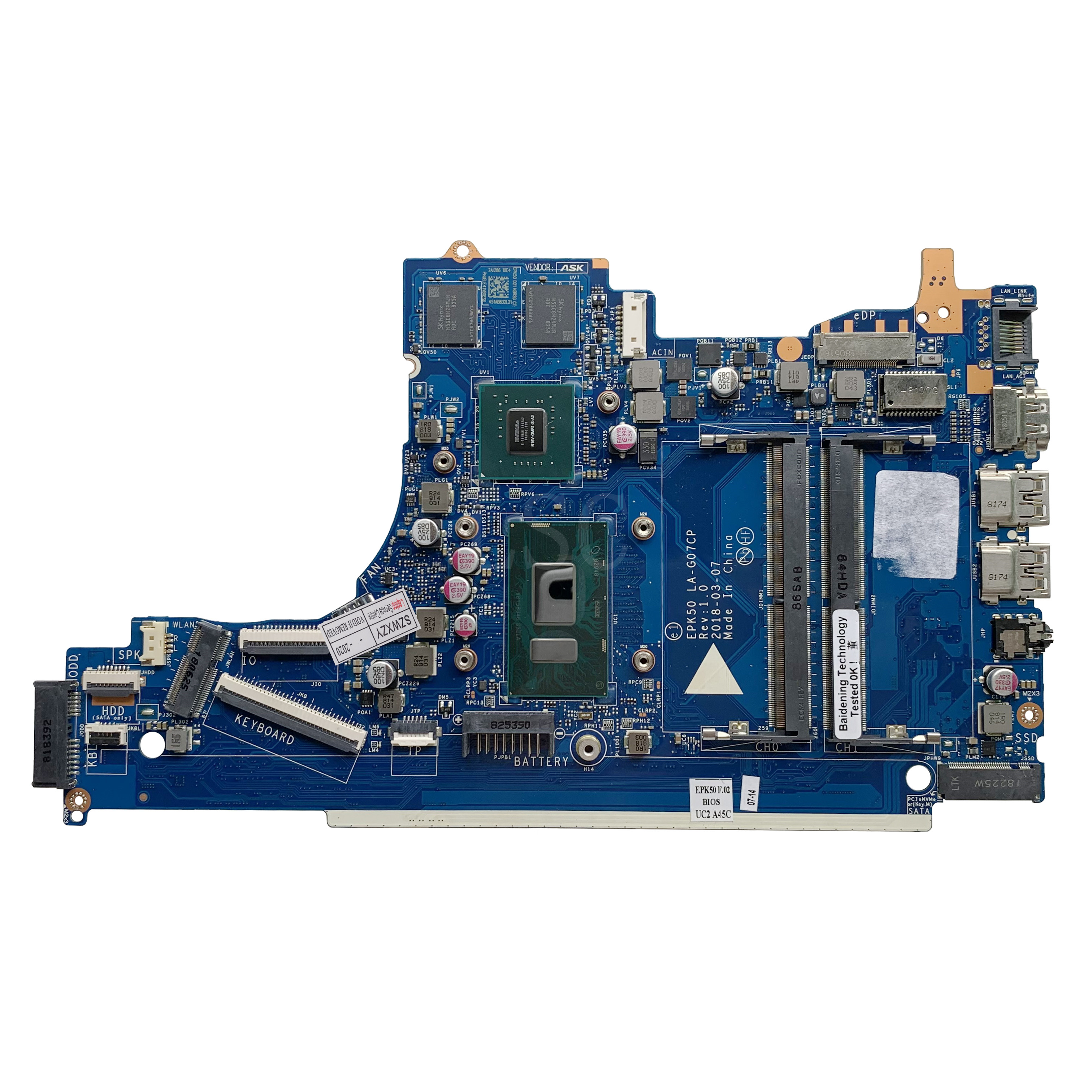 ☆爆速新品SSD240GB☆HP☆Core i5-7200U☆0502-07☆ FOR HP 15-DA Motherboard SR342 i5-7200U CPU L36494-001 LA-G07DP