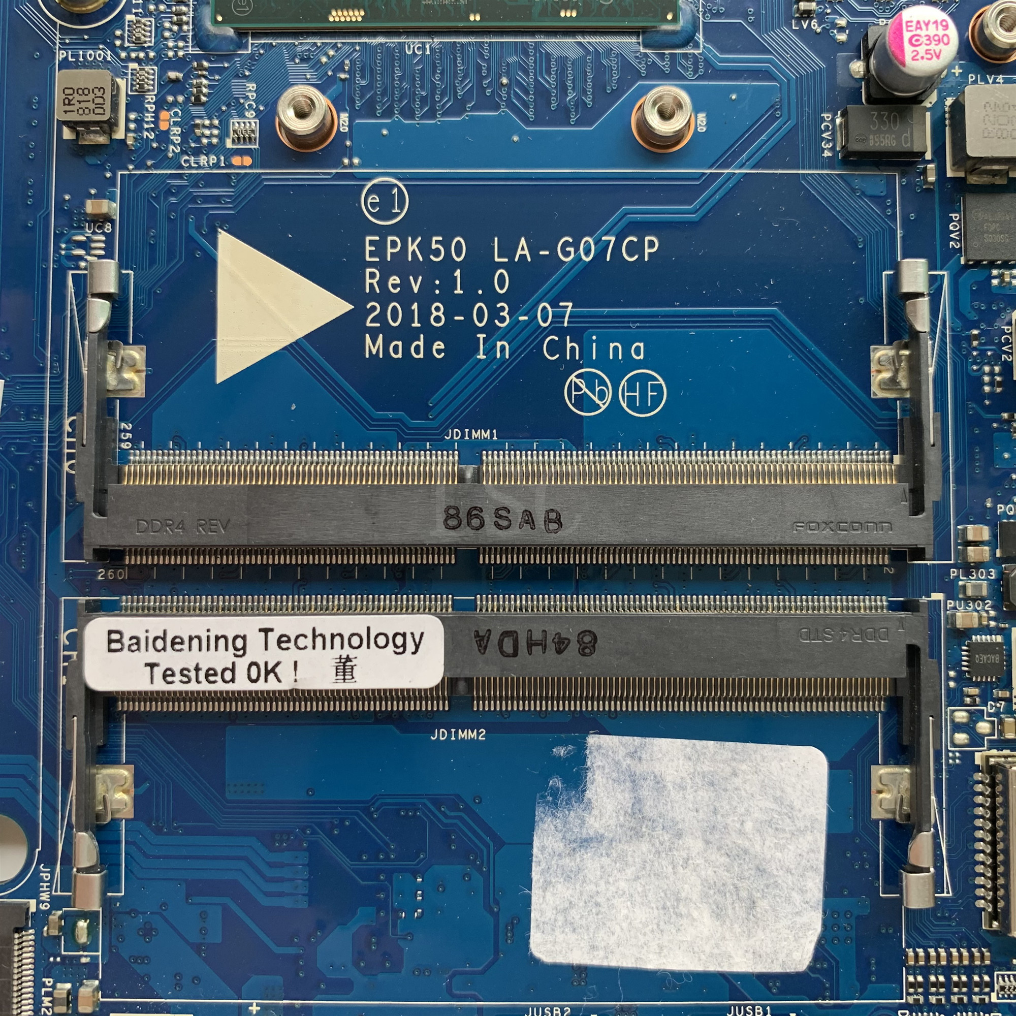 FOR HP 15-DA Motherboard SR342 i5-7200U CPU L36494-001 LA-G07DP