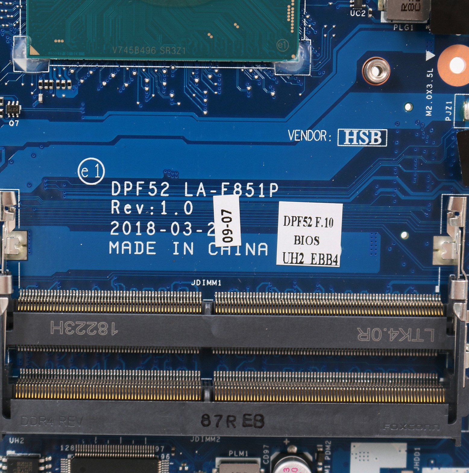 I5-8300H I7-8850H FOR HP Zbook 15V G5 Motherboard LA-F851P DPF52