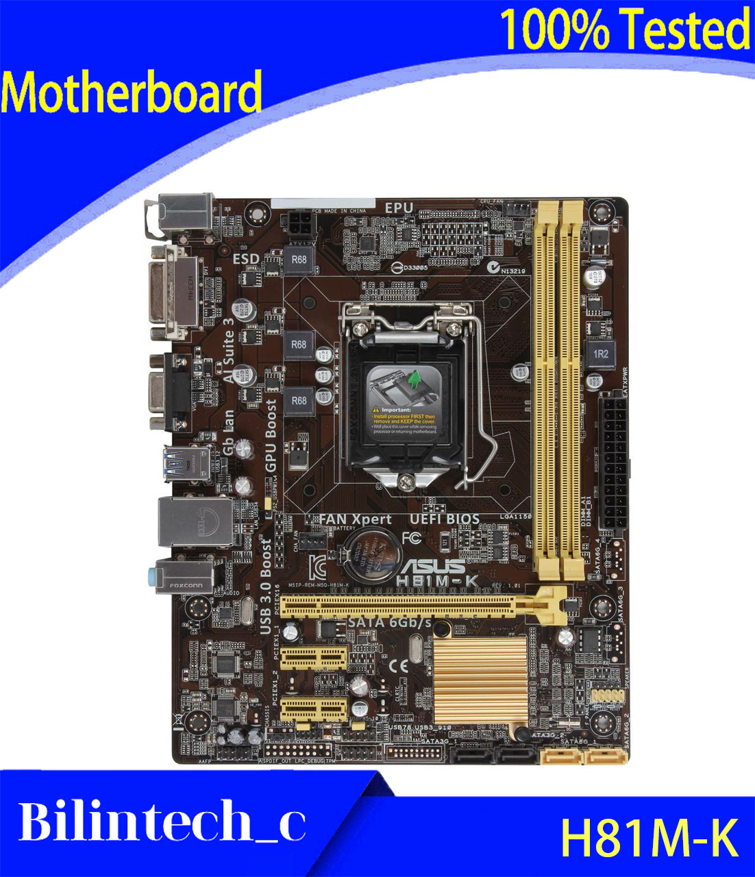 FOR ASUS H81M-K Motherboard Support 4 Generation i5-4590 DDR3 16G