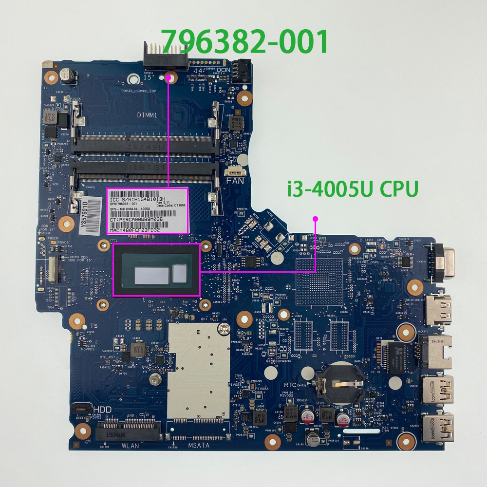 For HP 350 G1 i3-4005U Motherboard 6050A2608301 796382-001 796382