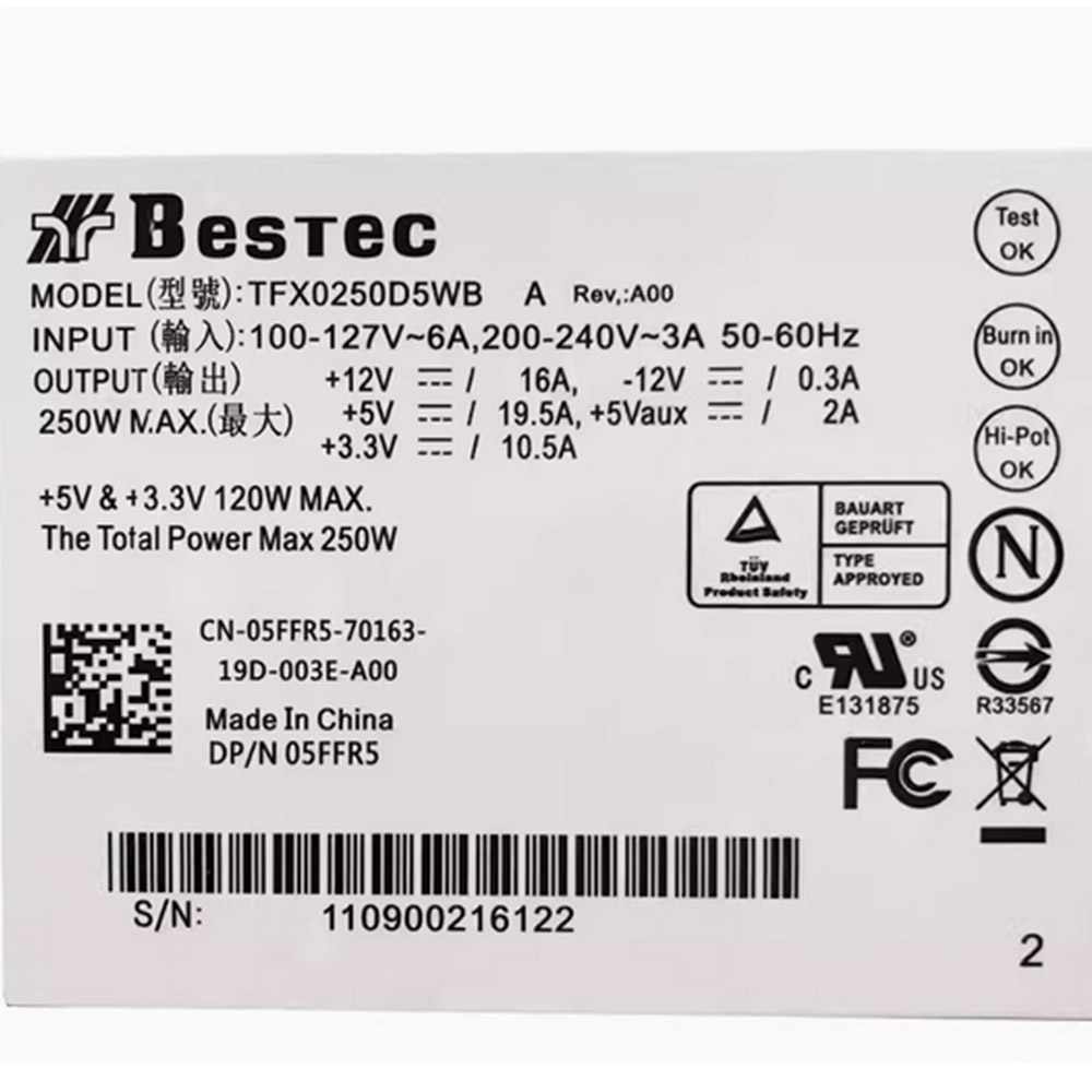 【送料無料/即納】 Vostro Dell FOR 220S PC6038 PS-5251-06 Supply Power 530S 電源ユニット