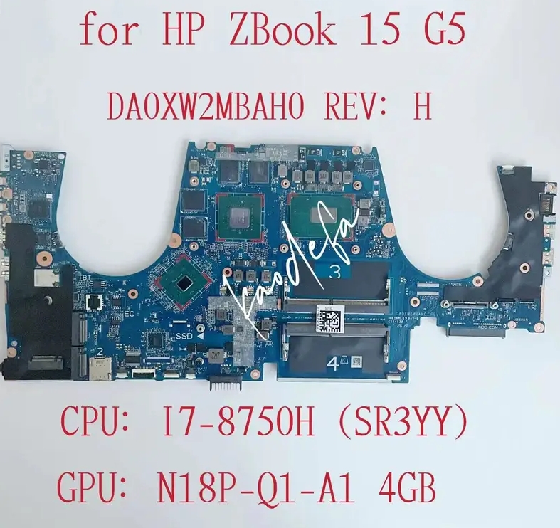 For HP Zbook 15 G5 Laptop Motherboard I7-8750H CPU L75760-001