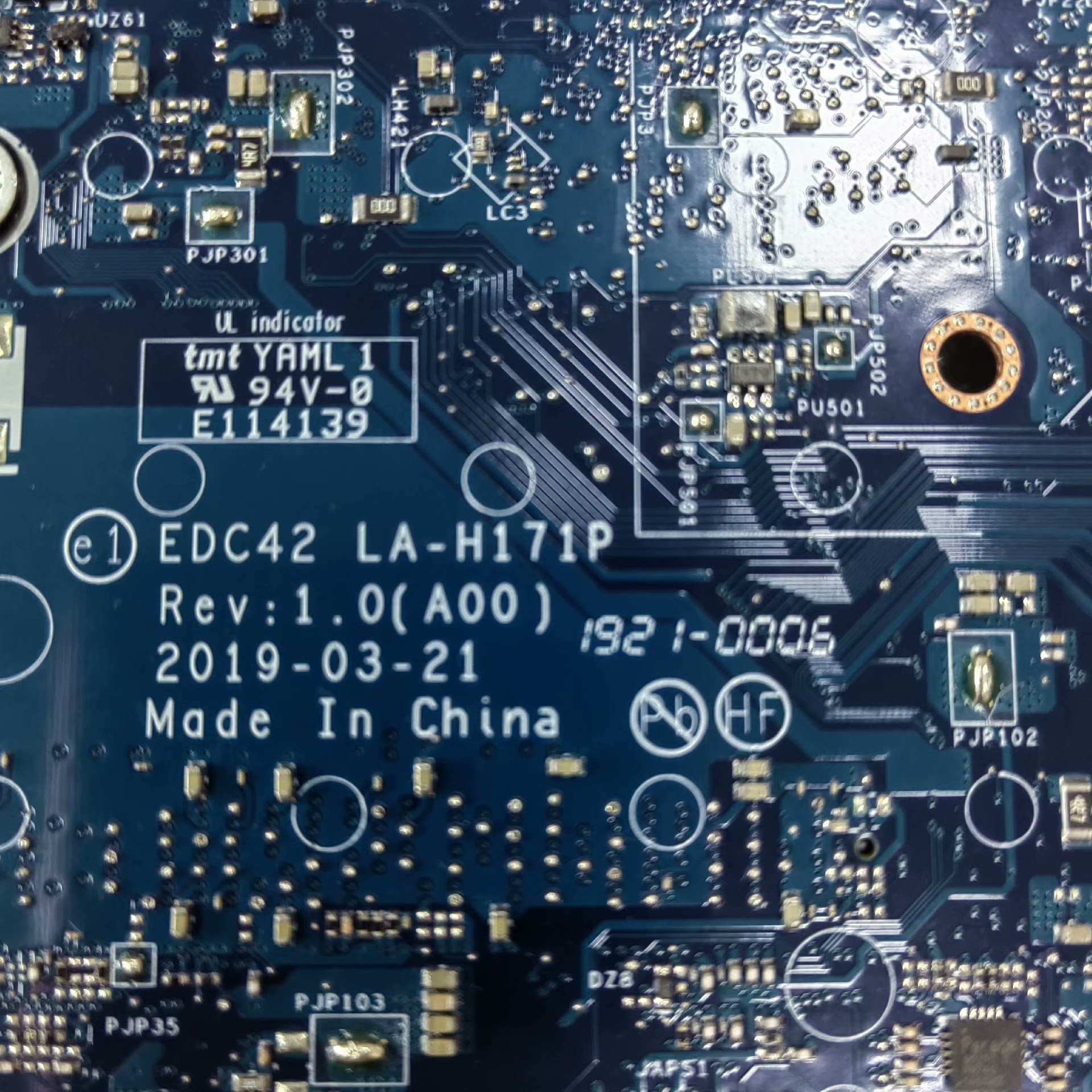 For Dell Latitude 5401 i7-9850H Laptop Motherboard EDC42 LA-H171P