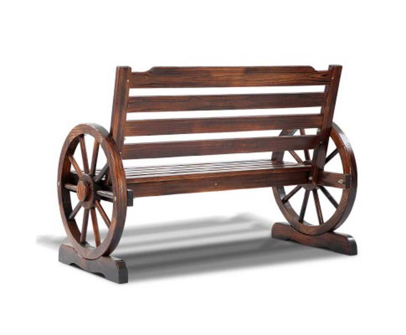 Gardeon Wooden Wagon Wheel Bench - Brown 9350062128596 | eBay