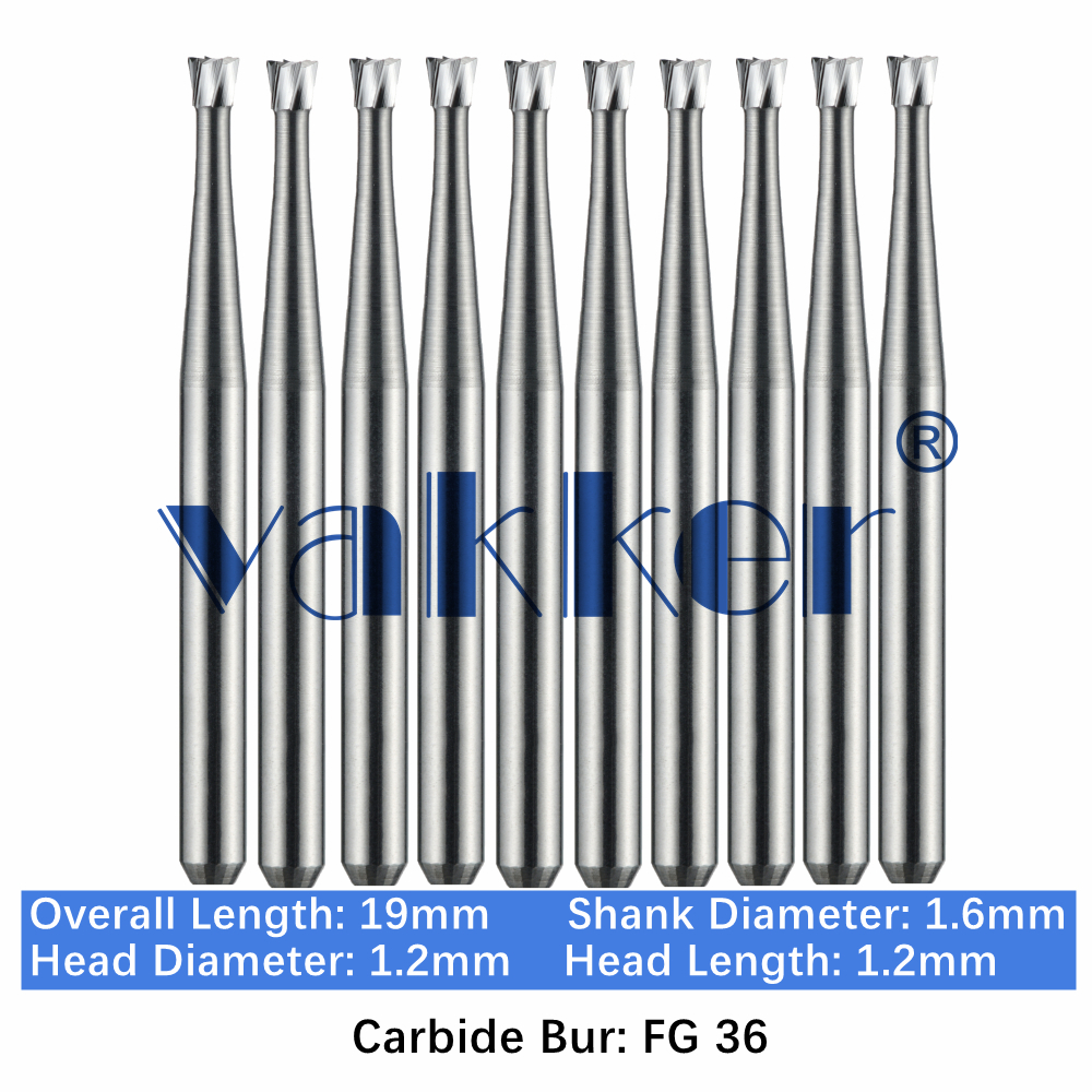 10-100pcs FG 36 Dental Carbide Burs Friction Grip Inverted Cone Burs High Speed